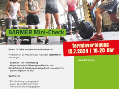 Barmer Mini Check, TGW, Turngemeinde Würzburg, kostenfreie Messungen, 15. Juli 2024